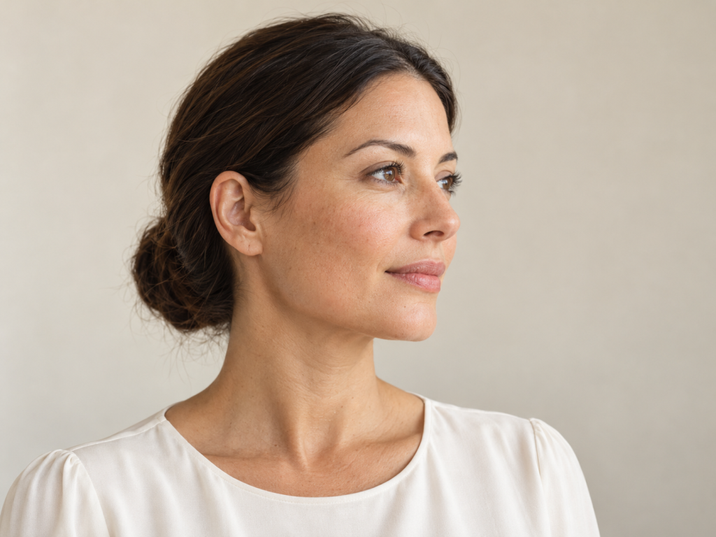 Imagen ilustrativa generada con IA: perfil facial femenino.
