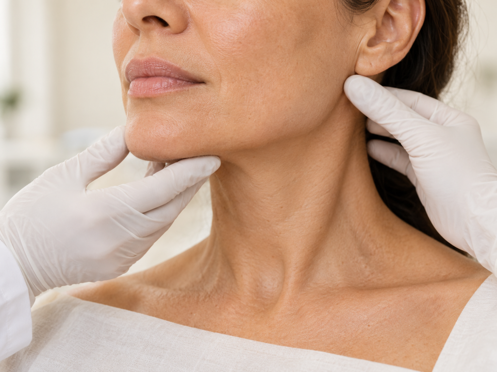Imagen ilustrativa generada con IA: valoración del contorno facial.