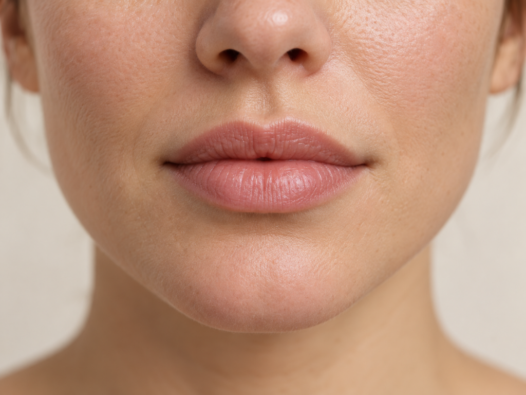 Imagen ilustrativa generada con IA: primer plano de labios naturales, sin instrumentos.